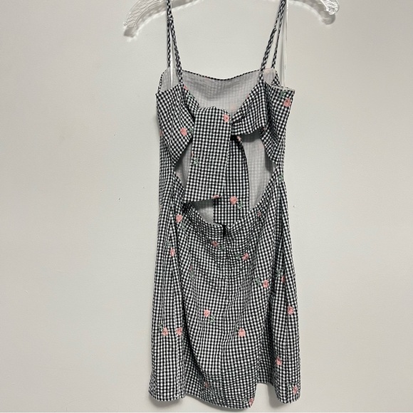 Lulus Fairgrounds Black and White Gingham Embroidered Mini Dress. - Picture 3 of 10